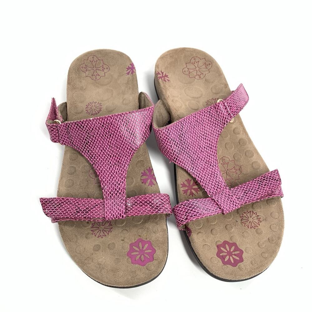Orthaheel Molly Faux Snakeskin Leather Orthopedic Comfort Sandals 7 Women Purple - Picture 2 of 7